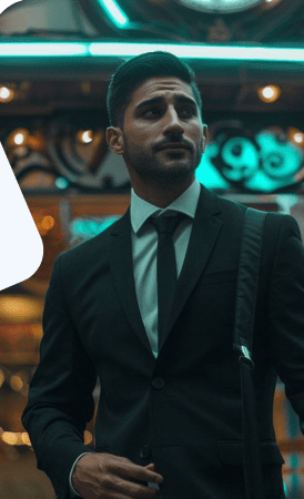 مرد با کت و شلوار